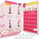 Vibration Plate Exercise Machine Poster - Upgraded 6 Workout Guidance & 10 Pcs Planner & 10 Pcs Double-Sided Clips, Comprehensive Whole Body Wave Vibrating Workout Chart, Pink