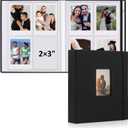 vivinin 2PCS Polaroid Photo Album, 2x3 Inch Pockets Mini Photo Album for 104 Pockets Hold 208 Pictures, Linen Hardcover Polaroid Album Book for Photos, Family Anniversaries, Baby Vacations (Black)