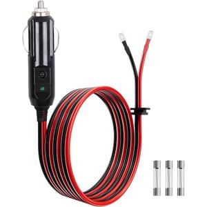 12V/24V Thermoelectric Cooler Power Cord Compatible with Coleman Electric Cooler Adapter 8 Feet Cooler Cord w/Fuse Plug-in Car Cooler Power