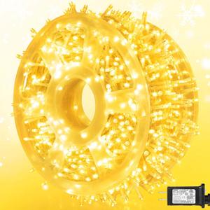 weillsnow 164 FT 500 LED Christmas Lights Outdoor, Waterproof Christmas Fairy Lights with Timer, Plug in Warm White LED String Lights with 8 Modes for Bedroom Wedding Party Xmas Decoration