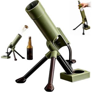 Beer Bottle Mortar Bottle Opener, 51mm Mortar Beer Bottle Opener, Heavy-Duty Tactical Cap Launcher, Hands-Free Push Down Bottles Cap Launcher, Home Party Bar Desk Decor