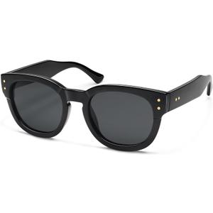 SOJOS Retro Round Polarized Sunglasses for Men Women Vintage Classic Thick Womens Square UV400 Shades SJ2321 (Black/Grey)