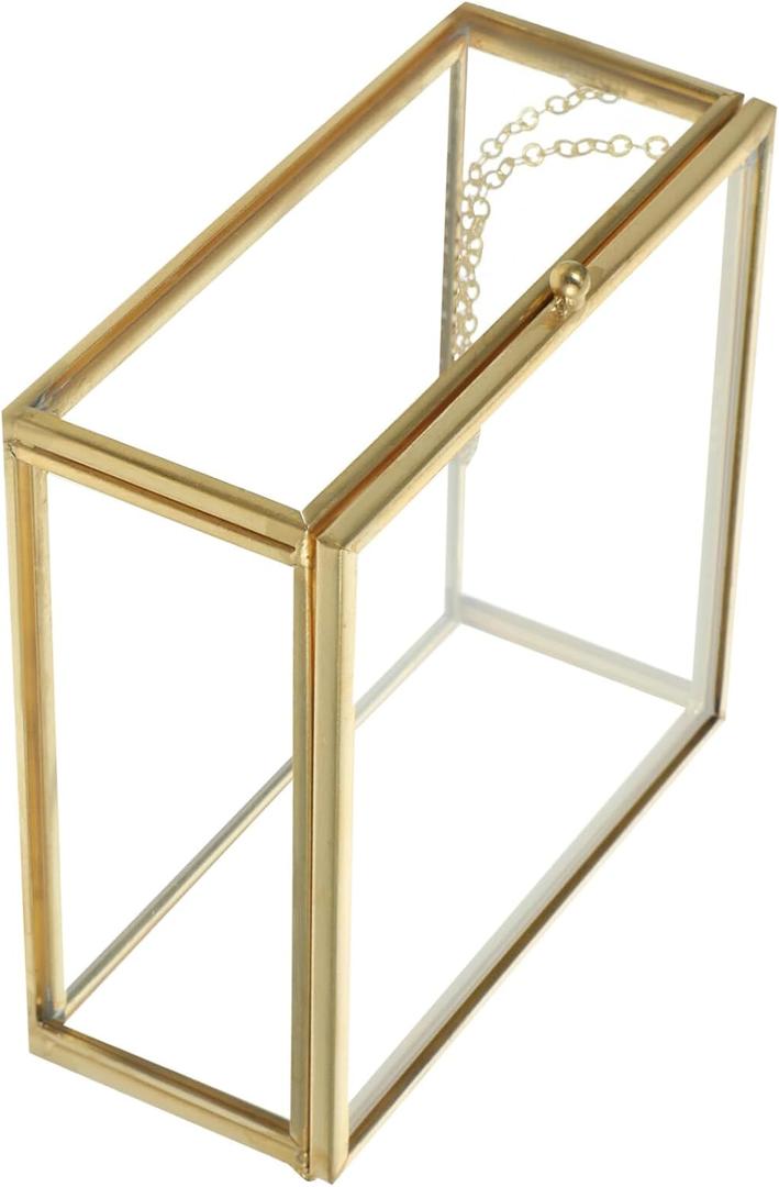 Alipis Glass Jewelry Box Frame Elegant Tabletop Storage for Earrings and Trinkets Decorative Organizer for Home and Jewelry Shop