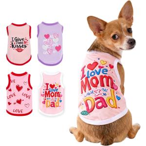 Topbuti 4 Pack Dog Shirts Summer Pet T Shirts Puppy Clothes Dog Clothing Breathable Cat Sleeveless Vest for Small Dogs Cats (Large, Love)