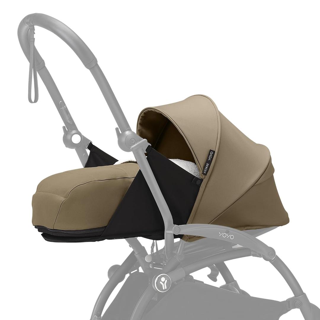 Stokke YOYO 0+ Newborn Pack, Toffee - Includes Mattress, Extendable Canopy & Five-Point Harness - Requires YOYO3 Frame (Sold Separately)