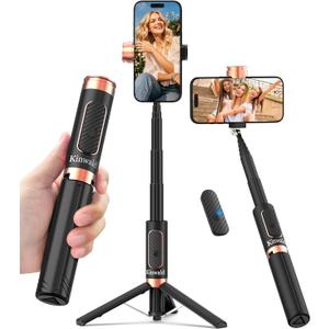 Selfie Stick Tripod for iPhone & Android Portable Phone Tripod Stand with Bluetooth Remote, One-Click Open, Compact & Lightweight for Vlogging, Travel & Everyday Use (Black)
