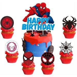 25pc Super hero Cake Topper Spider Cupcake Toppers cake decoration for boys