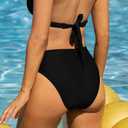 YELAIVP Women's High Waisted Bikini Bottom Tummy Control Ruched Bathing Suit Bottom Full Coverage Swimsuit Bottoms (Black, S)