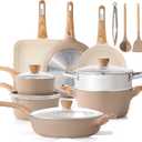 SENSARTE Ceramic Cookware Sets, Pots and Pans Set Nonstick, 20-Piece Induction Cookware, Non-toxic Healthy Non Stick Kitchen Cooking Set with Stay-Cool Handles, PFAS PTFE PFOA PFOS Free