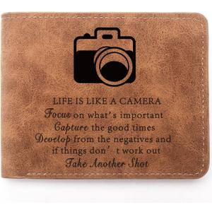 Photographer Gift,Leather Wallet for Men,Engraved Personalized Leather Wallet,Inspirational Gift for Photographers Photo Club Gift Encouragement Photography Gifts (photographer)