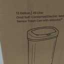 BestOffice | 13 Gallon Trash Can with Lid | Automatic Touchless Garbage Can | Odor Control | Modern Oval Design | Easy to Clean | Plastic | Black | Fits Any Kitchen, Bathroom, Office or Home