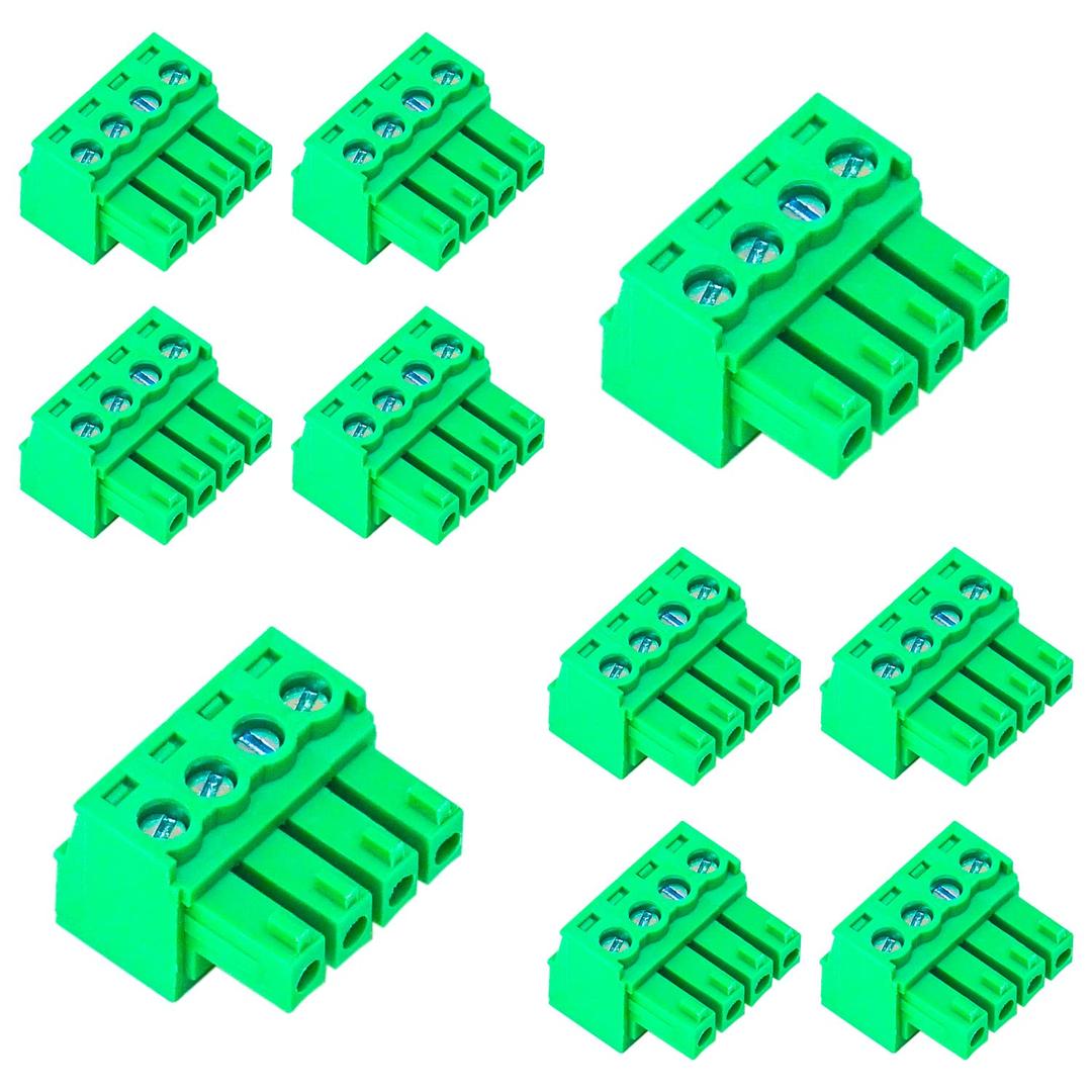 10 PCS 3.81mm Pitch Green Phoenix Type Connector 4 Pin PCB Screw Terminal Block
