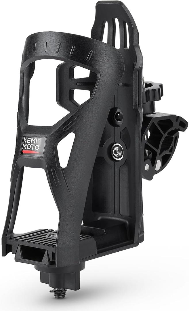 KEMIMOTO ATV Cup Holder, Upgraded Motorcycle Drink Holder Handlebar, Water Bottle Holder Mount with 0.6-1.56 Metal Clamp for Scooter Bike Boat Stroller Wheelchair Golf Push Cart Tractor (1)