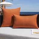 Kevin Textile Fall Outdoor Waterproof Throw Pillow Covers Pack of 2 Farmhouse Decorative Cushion Covers for Garden Patio Tent Balcony Bench Couch Sofa 18x18 Inch, Burnt Orange