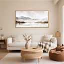 Neutral Abstract Mountain Framed Canvas Print Wall Art Set,Watercolor Beige and Gray Landscape Wall Decor,Modern Minimalist Nature Artwork for Living Room,Bedroom-20 x40