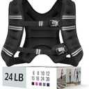 Weighted Vest for Women & Men with Reflective Stripe and Adjustable Buckle, Comfortable & Durable Rucking Vest for Walking, Running & Strength Training (24 Lb, Black)