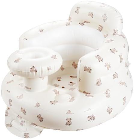 Inflatable Baby Seat with Tray, Comfortable Sit Me Up Baby Chair for Learning to Sit, Built in Air Pump Blow Up Infant Back Support Floor Seat for Babies 3 Months & Up (Bear Cub)