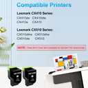 Compatible Toner Cartridge Replacement for Lexmark 801H 80C1HK0 801HK 80C1HK0 for CX410 CX410de CX410dte CX510 CX510de CX510dthe CX510dhe Printer (2 Black)