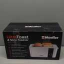 Mueller UltraToast Full Stainless Steel Toaster 4 Slice, Long Extra-Wide Slots for Bagels and Waffles, 6 Browning Levels, LED Display, Cancel/Defrost/Reheat Functions & Removable Tray, Kitchen Gadgets