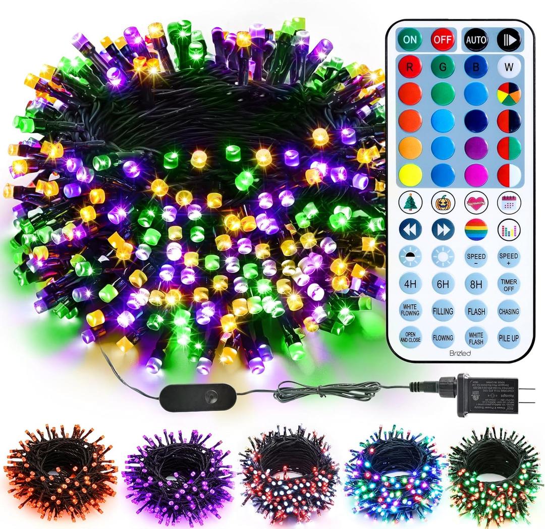 Brizled Color Changing Mardi Gras Lights, 66ft 200 LED RGB String Lights Music Sync, 120+ Modes Remote Dimmable Outdoor Christmas Light, Mini Tree Light Indoor Plugin for Xmas Halloween Party Decor