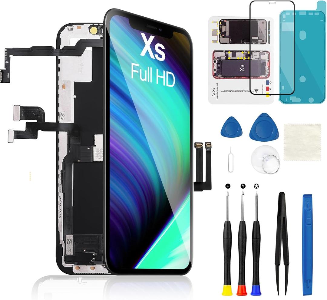 for iPhone Xs Screen Replacement LCD FHD Display 3D Touch Digitizer Frame 5.8 inch Full Assembly with Repair Tool Kit Waterproof Adhesive for Model A1920, A2097, A2098, A2099, A2100