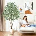 Large Olive Trees Artificial Indoor 7FT, Upgraded Faux Olive Tree with Realistic Leaves and Fruits, Heavy Base, Modern Fake Faux Plants for Home/Office Decor Gifts