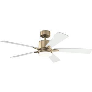 Kichler Lucian Elite 52" Ceiling Fan with LED Light, Bronze Modern 5-Blade Fan with Matte white Blades for Bedrooms, Offices, and Living Rooms, 330000CPZ