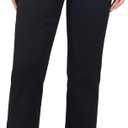 roswear Womens Straight Leg Jeans High Waisted Boyfriend Stretchy Cuffed Denim Pants (Large, Black)