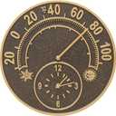 Whitehall Products 1288 Solstice Thermometer Clock, French Bronze