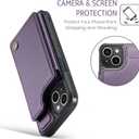 Compatible with iPhone 15 Wallet Case with Card Holder RFID Blocking for Women Men, Double Magnetic Clasp Kickstand Shockproof Phone Case Fit for iPhone 15, Purple