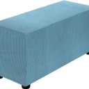 uxcell Stretch Ottoman Cover Rectangular Oversized Square Ottoman Slipcover with Elastic for Foot Stool Living Room Bedroom Fit Length 83-101cm / 33"-40", Medium, Blue