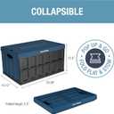 CleverMade Collapsible Storage Bins with Lids (62L, 3 Pack) Heavy Duty Foldable Plastic Storage Crates for Garage, Closet & Trunk Organization - Ocean