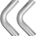 SVULK 2.5" OD 90 Degree Exhaust Pipe Stainless Steel Mandrel Bend Elbow, 2.5 Inch DIY Custom Exhaust Bend Pipe Tube for Universal Fit, 5.9"/150mm Leg Length, 2PCS