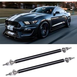 2pc Adjustable 10"-13" Front Bumper Lip Splitter Diffuser Strut Rod Tie Bars Compatible with Most Vehicles (Black)