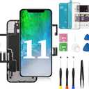 for iPhone 11 LCD Screen Replacement with Earpiece Speaker Flex Cable and Proximity Sensor 3D Touch FHD Incell Display Digitizer Full Assembly with Repair Kit A2111 A2221 A2223