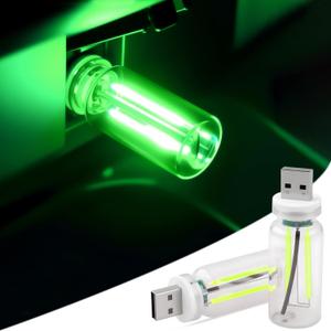 2PCS USB Lights for Car, Touch Dimmable Retro Car Lamp Interior LED Ambient Lighting, Portable Mini Glass Bottle LED Bulb Night Light for Vehicle Bedroom Hallway Camping Holiday Decoration (Green)