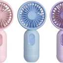 VanSmaGo 3 PCS Portable Handheld Mini Fans, USB Rechargeable Personal Fan for Travel, 3 Speeds Rechargeable Battery Operated Eyelash Fan, Blue,Pink,Purple