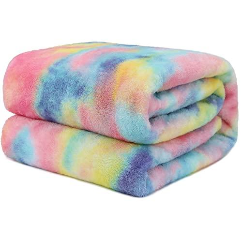 Colorful Fleece Blanket, Plush Cozy Throw Blanket for Couch and Bed, Luxury Soft Fuzzy Microfiber Cover, Warm Lightweight Comfort Blanket for Home Decor, Mothers Day Birthday Gifts for Women Mom