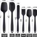 Spatulas Set of 6, Food Grade Silicone Spatulas, Heat Resistant, Seamless One Piece Design, Stainless Steel Core, Kitchen Utensils Nonstick for for Cooking, Baking and Mixing (Black)