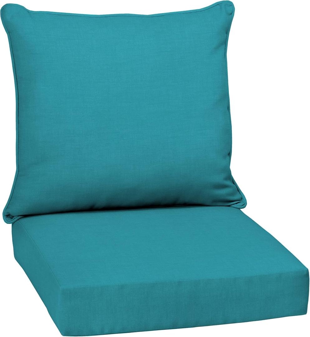 Arden Outdoor Deep Seat Cushion Set, 24 in x 24 in, Weather-Proof, Rain-Proof, Fade Resistant Patio Cushion for Chair, Sofa, and Couch 24 x 24, Lake Blue Leala