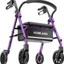 HOMLAND Foldable Walkers for Seniors with Seat, 16lb Light Rollator Walkers
