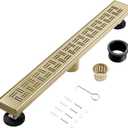 24 Inch Linear Shower Drain, Brushed Gold Shower Drain,Removable Grate, 304 Stainless Steel, Easy to Install and Clean for Bathrooms (Drain Base Not Included), LSD-14A-24G