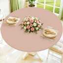 Moosfor Round Spandex Tablecloth, Elastic Fitted Waterproof Tablecloths for 36"-44" Tables, Stretch Washable Picnic Table Cover for Camping, Dining, Indoor and Outdoor, Nude