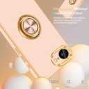 Fingic for iPhone 17e/ 16e Case, with 360 Rotatable Ring Holder Magnetic Kickstand, Shiny Plating Gold Edge Slim Soft TPU Shockproof Protective Cover for Women Men for iPhone 16e/ 17e 6.1",Rose Gold