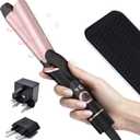 1 Inch Travel Curling Iron, Dual Voltage with European, UK Plug Adapter, Small Hair Curler for Women, 5 Temperature Settings for All Hair Types up to 410℉(10")
