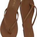 MOAILAOZI Flip Flops for Women With Memory Foam Insole Support,Soft Fabric Fits Comfortably Lightweight Sandals, Non-Slip Durable Beach Slippers Slip On Thong Cushion Flat Dressy Brown Size 6