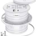 Recessed Power Grommet 3-inch Hole, 15W Wireless Charger, 20W USB C Fast Charging Station,2 AC Plug, Flush Mount Countertop Outlet, Workspace Essential Desk Hole Cover for Cables White