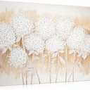 Arborus Wall Art Hydrangea Flower Large Canvas Oil Painting Hand Painted White Floral Pictures Aesthetic Botanical Artwork for Living Room Bedroom Hotel Decoration, 29.5" x 39.4"