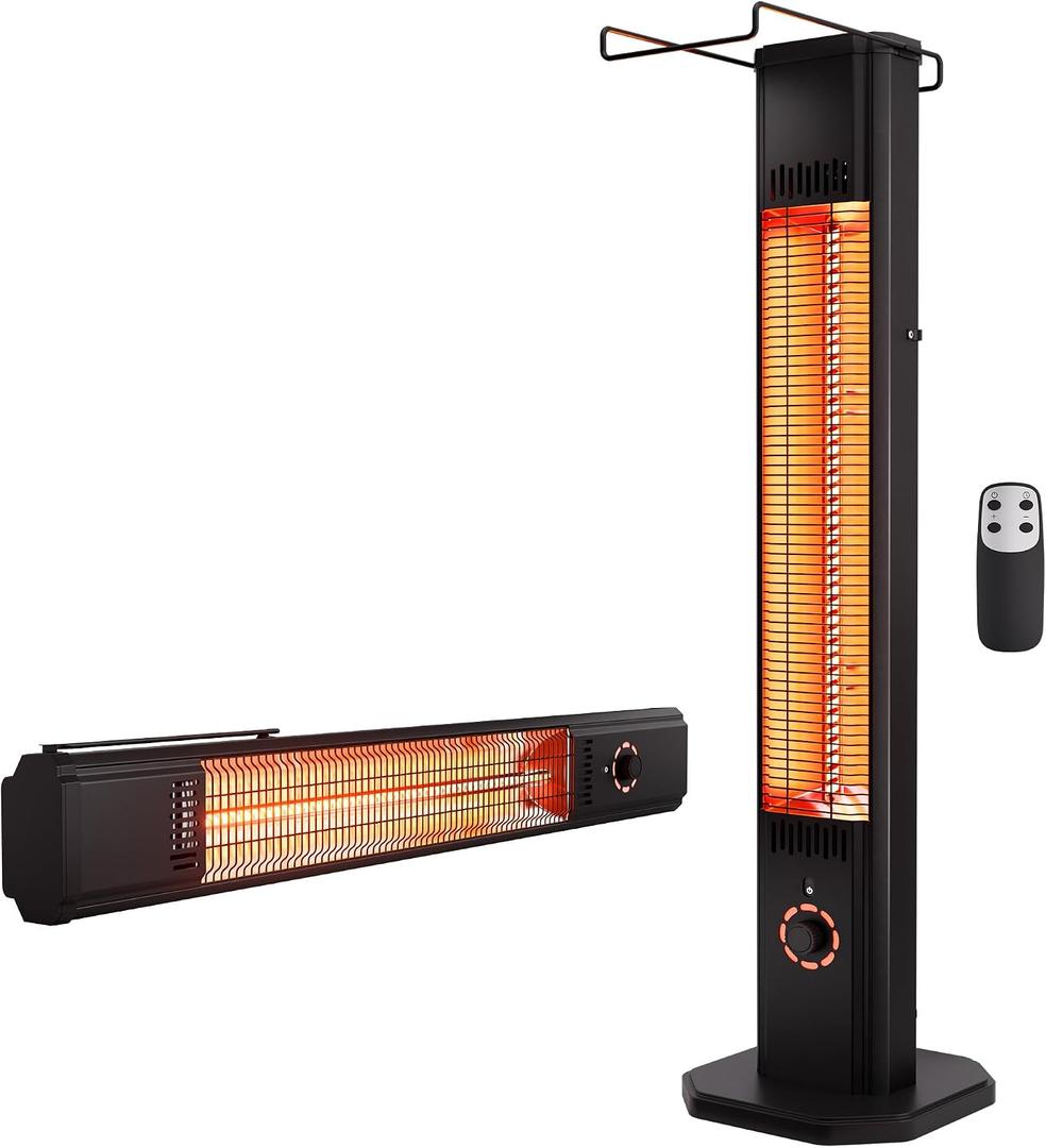 Outdoor Electric Infrared Patio Heater, 1500W, Wall-Mounted & Freestanding
