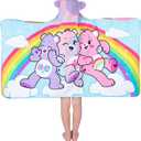 Care Bears Bath/Pool/Beach Soft Cotton Terry Hooded Towel Wrap, 24 in x 50 in, By Franco Kids